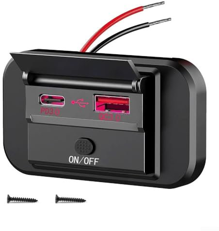 Prise d'alimentation USB C à charge rapide pour voiture, moto, bateau 55 W de sortie avec 0 (rouge)