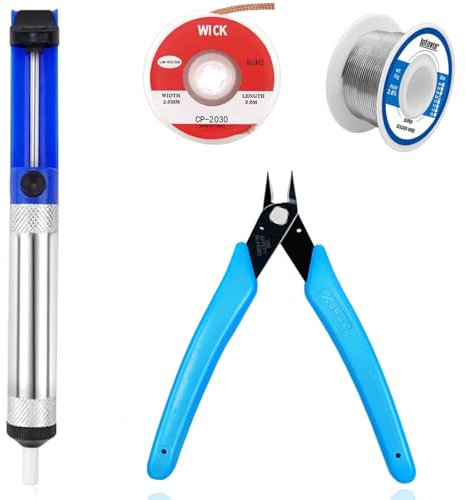 Lötsauger-Entlötpumpe, Entlötpistole, Vakuumpumpenschweißwerkzeug Mit Aluminiumgehäuse für Professionelles Schweißen, Lötmittel Sauger Vakuumpumpe Solder Removal Tool, Blau