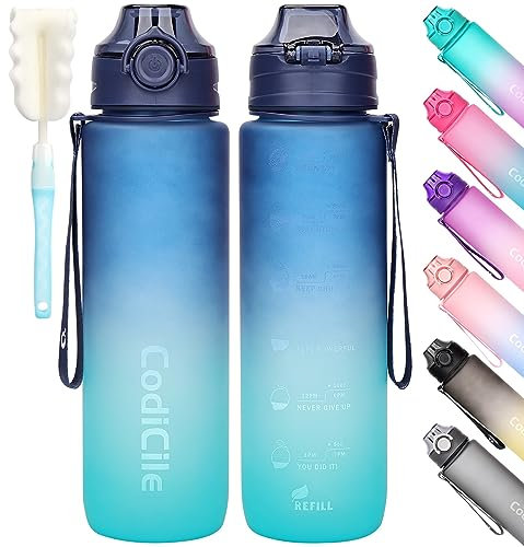 Gobravio Sports Water Bottle 1L Drinks Bottle BPA Free Water Bottle with Lock Cover & Leak Proof,for Gym, School,Cycling,Outdoor,Sports,Fitness& Office