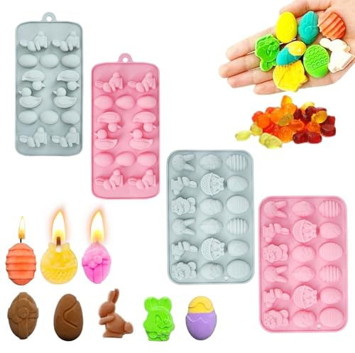 WRENYZK 4 stampi per cioccolato in silicone pasquale, per cioccolato, torte, biscotti, decorazioni per torte