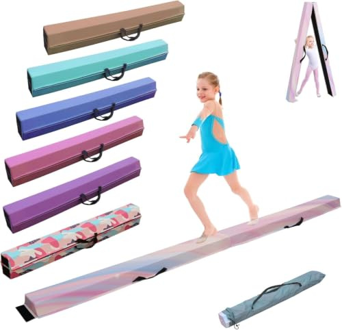 SportBob schwebebalken Kinder Schwebebalken klappbar Balken Gymnastik 240/270/300cm PU Leder schwebebalken für zuhause balancierbalken Balance Beam Training Beam für Kinder, Fitness/Training/Turnen