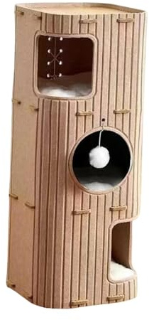 predolo Maison de Chat en Feutre, à 3 étages, Mignon et Polyvalent, pour Chats d'intérieur, Jeu, Repos, cachette, Maison de Jeu, Coussin, Chameau