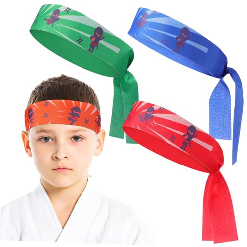 VICASKY Bandeaux Ninja Accessoire Polyvalent et Confortable Lot de 4 en Polyester pour Garçon et Filles pour Fêtes D'anniversaire Thème Karaté
