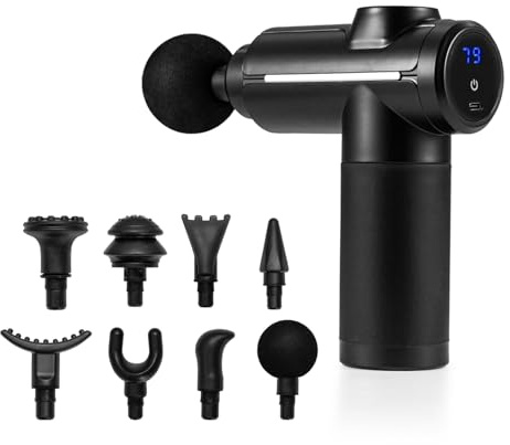 JF HOME BLISS Massage Gun Muscle Massager 8-Head Portable Massage Guns with Compact Elegance Design Quiet Percussion Massage Gun with LCD Screen for Body Back Leg Muscle Pain Relief