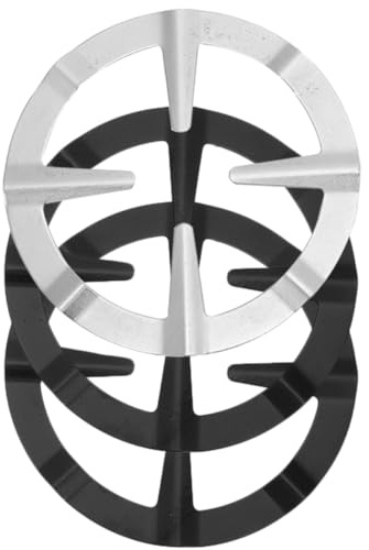 WOONEKY Soporte 3 Hierro para Resistente de en Cafetera a Altas Temperaturas Piezas Antideslizantes de Gas Color Plata y Negro para Estufa