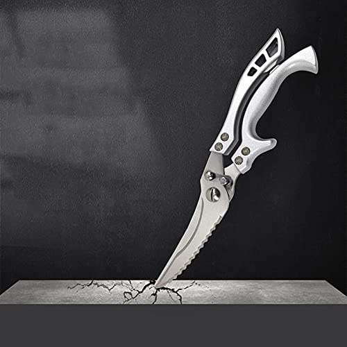 KXQYIKYI Kitchen Scissors, Practical Multifunctional Stainless Steel Kitchen Scissors for Cutting Chicken, Duck, Fish, Cleaning Scales and Knives.