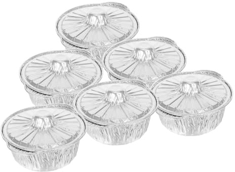 TOYZFRIENDY Lot de 6 Casseroles Aluminium Jetables 1150 Ml avec Couvercles, Plats en Aluminium Robustes, Épais et Portables pour Camping, Cuisson et Service en Extérieur