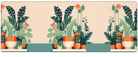 LPLSNWS Cartoon small green plant Patterned Keyboard and Mouse Pad (31.5x11.8 inches) Suitable for Gaming and Office Use.