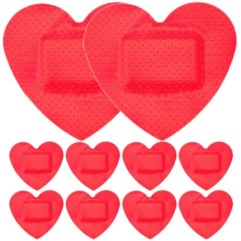 BETOOKY Parches Adhesivos Forma de Corazón 10 Piezas, Vendajes Transpirables de Material Pe, Adhesivos Cuidado de Heridas Pequeñas, Protección Hemostática Adultos, Uso Diario