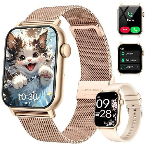 Smartwatch Damen Herren,Smartwatch mit Telefonfunktion,1.85HD Fitnessuhr,Smart Watch for Women mit 110+ Sportmodi,IP68 Fitness Tracker Herzfrequenz/SpO2/Schrittzähler & Schlafmonitor für iOS Android