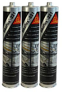 3 x 221 de Sikaflex Mastic Carrosserie Colle d'étanchéité Spoiler vers. Couleurs