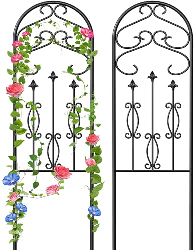 Amagabeli Garden Trellis 152 x 46CM Rustproof Black Iron Potted Vines Vegetables Flowers Patio Metal Wire Lattice Grid Panels for Ivy Roses Cucumbers Clematis Supports 2 Pack