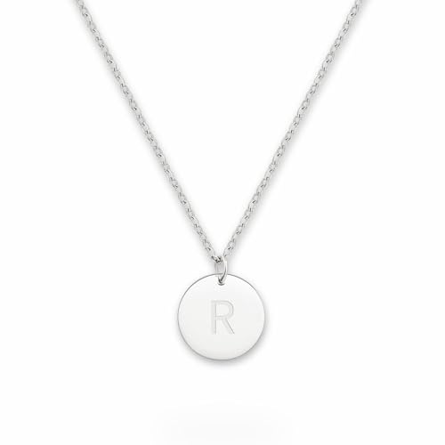 GOOD.designs ® Halsband med bokstäver i silver, initialer halsband av rostfritt stål, 45 + 5 cm, Rostfritt stål (R)