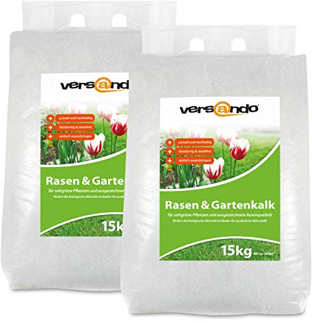 versando 30kg Rasenkalk & Gartenkalk bis 600m²: verdrängt Moos Unkraut Pilze fördert Boden & Wurzelentwicklung ideal für Rasen mit Langzeitwirkung - Premium Qualität