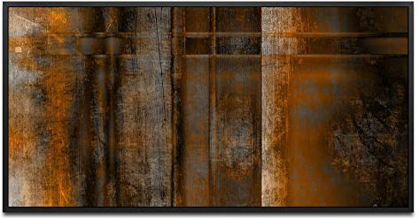 Rostig ca. 130x70cm Wandbild inklusive Schattenfugenrahmen schwarz - Panorama Leinwand Bild XXL Format Wandbilder Wohnzimmer Wohnung Deko Kunstdrucke