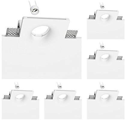 ledscom.de 6 pz. plafoniera da incasso GIEDI, gesso, bianco opaco, 12 x 12cm, 1x GU10 max. 15W