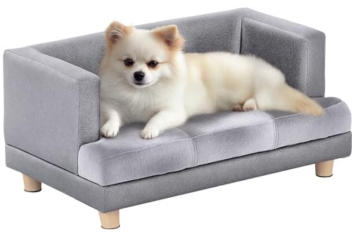 PawHut Pet Sofa Dog Bed Couch Wooden Frame Plush Cover Foam Cushion Puppy Kitten Lounge For Small Dog Cat 68 x 41 x 32 cm