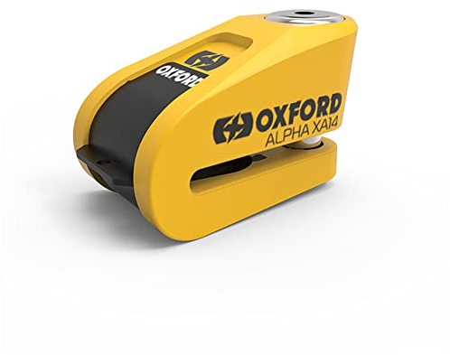 Oxford LK217 Alpha XA14 Alarm Disc Lock (14mm pin) Yellow Black Products, Multicoloured, One Size