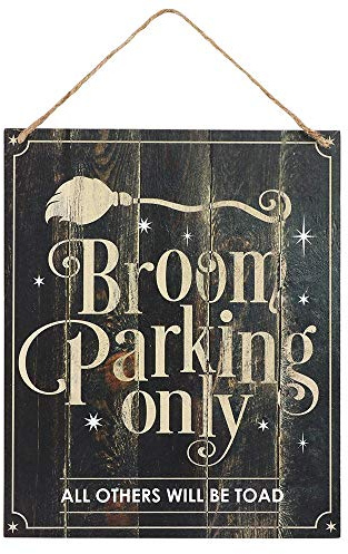 Bezauberndes Schild Broom Parking Only, 30 cm x 25 cm, skurrile MDF-Hängedekoration, perfekt für Halloween und den täglichen Charme