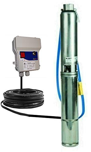 4GS15 POMPA SOMMERSA PER POZZI LOWARA 4GS15M HP2 V230 MONOFASE 90LTMIN+CAVO 20MT LEGATURA SUBACQUEA+BOX SALVAMOTORE CONDENSATORE
