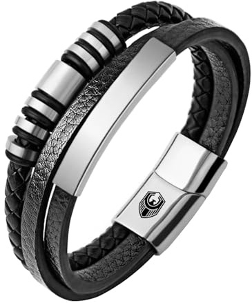 SHIEAGLELD Bracelet Homme Cuir Bracelets pour Homme avec Magnetique Boucle en Acier Inoxydable et Boîte à Bijoux Bracelet Exclusive pour l'idée de Cadeaux pour Hommes