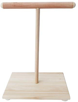 Papagei Barsch Stand, Holz Papagei Barsch T Stand Vogel Training Pfote Schleifen Spielzeug Haustier Nymphensittich Käfig, Größe L.