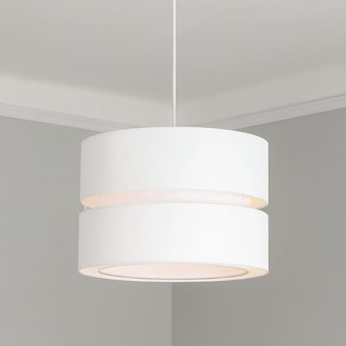 CGC Lighting Indoor Ceiling Lamp Shade Two Tier Layer 26cm Pendant Table Lamp Bedside Bedroom Lounge Hallway Kitchen (Cream)