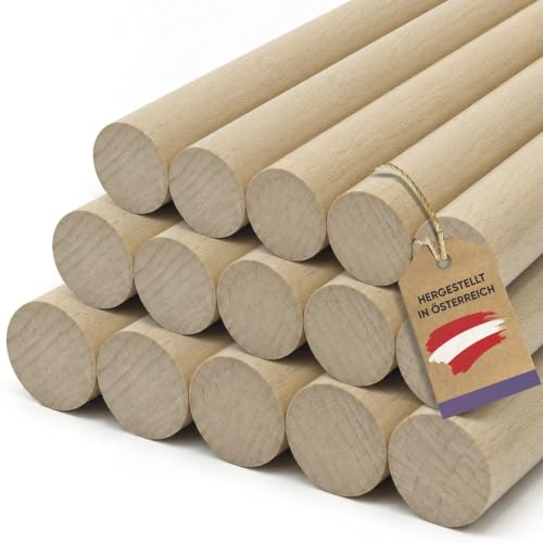 vasalat trästavar släta för pyssel 100 cm x 4/6/8 mm bok natur innehåll 15 stycken