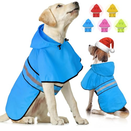 Weesiber Hunderegenmantel - Reflektierender Hund Regenmantel wasserdichte Regenjacke Hunde Verstellbarer Hundeponcho (S, Blau)