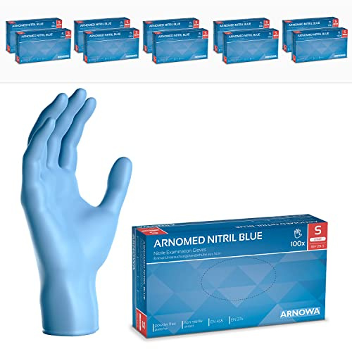 1000x ARNOMED® Einweghandschuhe Blau, Nitril Handschuhe, Einmalhandschuhe S | Nitrilhandschuhe Einweg puderfrei, Gummihandschuhe Einweg, Schutzhandschuhe, Handschuhe Nitril in XS, S, M, L, XL, XXL