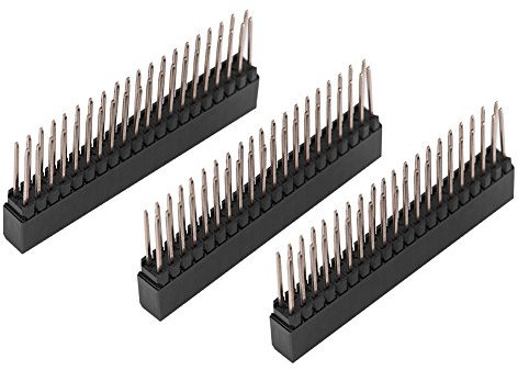 3 Stück Buchsenleisten, 2 x 20 Pins 2,54 m Abstand extra hohe Buchse zweireihig kurze Stiftleisten Leiterplatten Stiftleistenleiste für Computer, Steckbrett