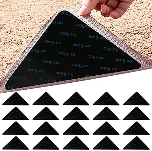 20 Stück Teppich Antirutschunterlage, Waschbare und Wiederverwendbare Teppich Antirutschunterlage, Dreieckige Anti Rutsch Pads für Hartholzböden, Teppiche und Matten, Starke Adhäsion (20pcs)
