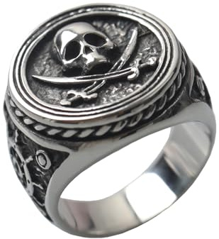VELESAY Anillos Hombre Acero Inoxidable Anillo Vintage Gótico Calavera Anillo Punk Rock Skull Anillo Biker Cráneo Anillo Calavera Mujer Anillos Joyería Hombre Calavera Anillos US8