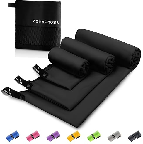 ZENACROSS Mikrofaser Handtuch mit Transportbeutel - Schnelltrocknendes und vielseitiges Fitness Handtuch