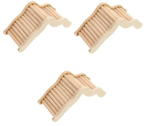 POPETPOP 3pcs Wooden Ladder Toy for Dwarf Hamster Climbing Frame Stairs for Foraging Sand Bath Accessory