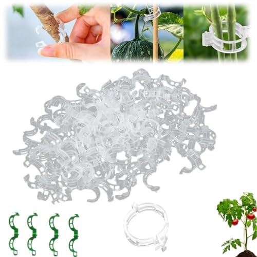 EHOTER Pflanzenclips Tomatenclips Verbinden Kunststoff Pflanzenklammern für Kletterpflanzen Blumen Rankenklammern Klein Pflanzenstützklammern für Garten Gemüse Pflanzen Befestigung (50,A)