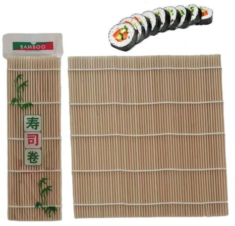 König Design Bambus Sushi Rollen, 23 x 22 cm Sushi Rollmatte im japanischen Stil Sushi Bambus Vorhang Anfänger DIY Bambus Rollmatte für Küchen japanische Restaurants Sushi-Liebhaber