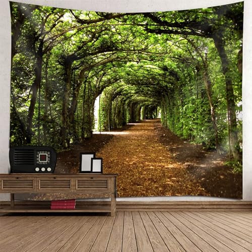 Natur Tapisserie Wandbehang, Wandbehang Natur Wohnzimmer Grüner Rebenbogen Türmuster Wandteppiche für Wohnzimmer, Wohnkultur | 350x256cm
