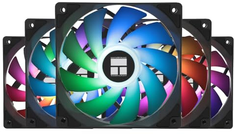 Thermalright TL-C12C-S X5 CPU Air Fan, 120mm ARGB Case Cooler, PWM Silent Computer Fan with S-FDB Bearing, up to 1550RPM Speed PC Cooling,5-Packs