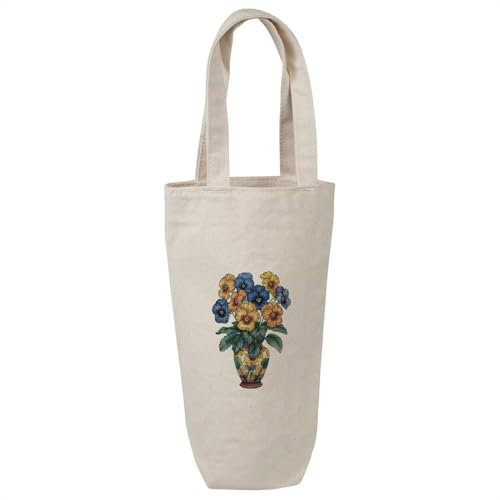 Azeeda 'Vase with Pansy Flowers' Cotton Wine Bottle Gift/Travel Bag (BL00036991)