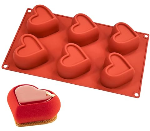 Hinapan Stampo in silicone a forma di cuore a forma di cuore in silicone 3D per dolci, torte, mousse, a forma di cuore, sapone fatto a mano, stampo per cioccolato