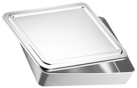Cabilock Ensaladera Con Tapa Sartén Rectangular Con Tapa Sartén Para Pasteles Con Para Horno De Acero Inoxidable