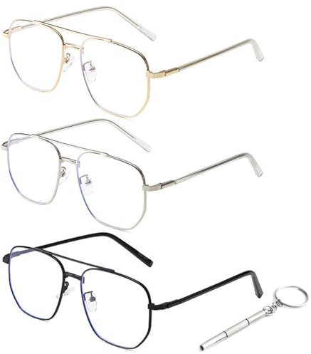 MUNSKT Blue Light Blocking Glasses, 3PCS Anti Blue Light Gaming Glasses Fashion Glasses, Blue Light Blocking Glasses Blue Filter Glasses for Women Men (A)