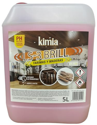 KIMIA – Limpiador para Tarimas y Maderas LS-3 Brill 5L | pH Neutro, Brillo Intenso y Secado Rápido | Ideal para Suelos de Madera, Parquet y Laminados | Limpieza Profesional y Protección Duradera