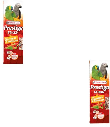 Versele-Laga Prestige Sticks Perroquets avec légumes et pissenlits | Pack Double | 2 x 140 g | Snack pour perroquets | sans Sucre ajouté et sans conservateurs synthétiques