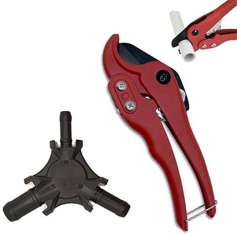 VERLEGEHILFEN Profi Rohrschere 35 mm PVC mit Kalibrierer - Entgrater (innen + außen) für Verbundrohr 16x2 20x2, 26x3