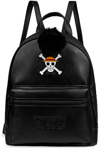 One Piece Zaino Donna Adolescenti, Nera Zainetto Viaggio di PU per Viaggi, Shopping, Tempo Libero, Regali per Lei