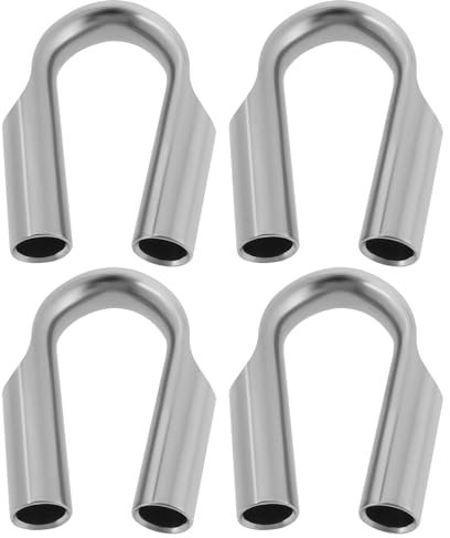 ECSiNG 4pcs 6mm Wire Rope Tube Thimble Stainless Steel Cable Thimble 1/4 Wire Thimble for Wire Rope Cable Accessories 304 Silver