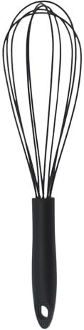 Lot de 2 fouets de cuisine noirs en silicone professionnel, fouet à main, fouet de cuisine pour mélanger, fouetter, battre, mousser et remuer