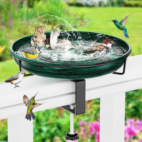 ODSNANIE Vogeltränke Hängend für Balkongeländer,30CM Metal Vogelbad Balkon